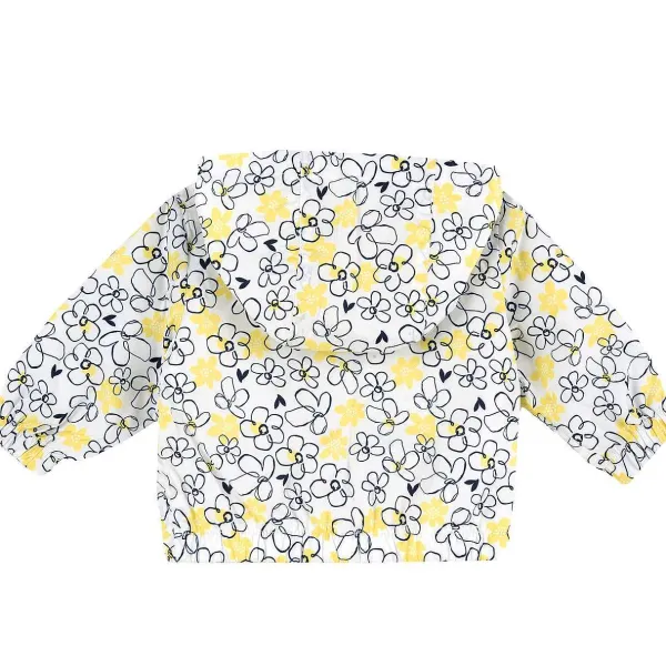 Giacche|Chicco Giubbino Con Volant E Fantasia All Over Con Fiorellini- Poliestere Riciclato Bianco E Giallo