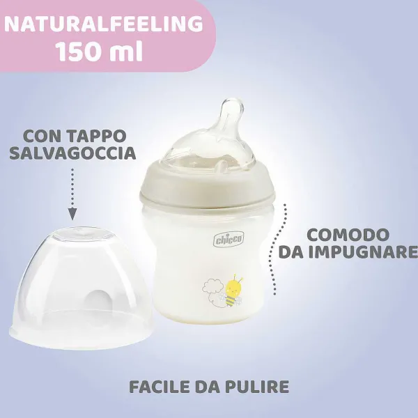 Biberon|Chicco Naturalfeeling Biberon 0M+ 150Ml Flusso Lento Grigio