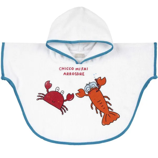 Teli Mare|Chicco Poncho Mare In Spugna Bianco E Azzurro
