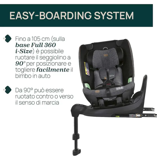 Seggiolini Auto Neonato|Chicco Seggiolino Auto Bi-Seat Air & Full 360 I-Size Base (40-150 Cm) Black Air