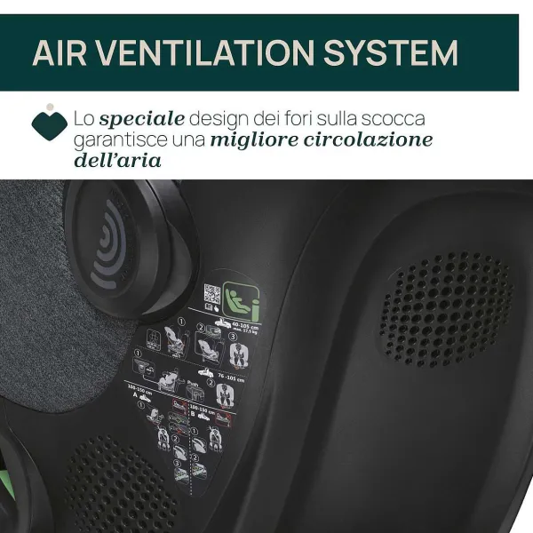 Seggiolini Auto Neonato|Chicco Seggiolino Auto Bi-Seat Air & Full 360 I-Size Base (40-150 Cm) Black Air