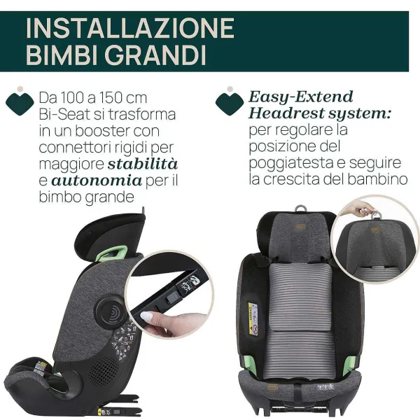 Seggiolini Auto Neonato|Chicco Seggiolino Auto Bi-Seat Air & Full 360 I-Size Base (40-150 Cm) Black Air