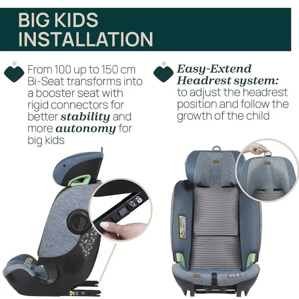 Seggiolini Auto Neonato|Chicco Seggiolino Auto Bi-Seat Air (61-150 Cm) Teal Melange