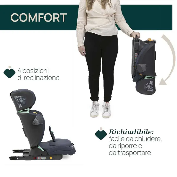 Seggiolini Auto Bimbi Grandi (Dai 3 Anni)|Chicco Seggiolino Auto Fold&Go (100-150 Cm)