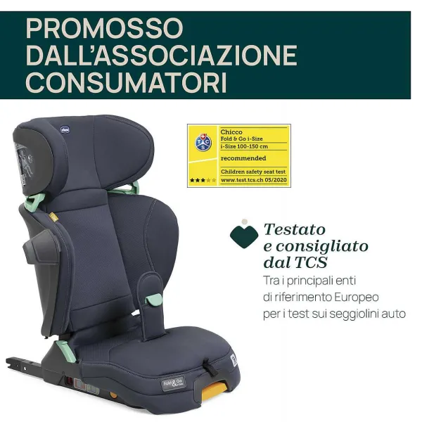 Seggiolini Auto Bimbi Grandi (Dai 3 Anni)|Chicco Seggiolino Auto Fold&Go (100-150 Cm)