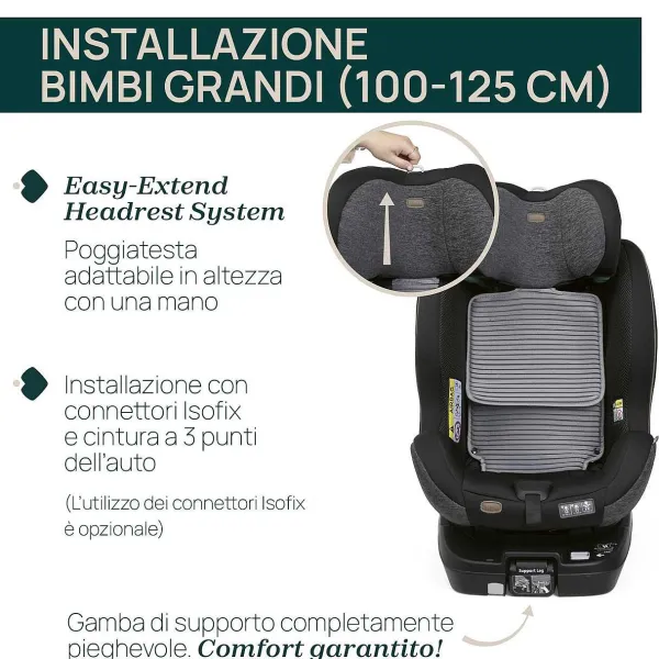 Seggiolini Auto Neonato|Chicco Seggiolino Auto Seat3Fit Air (40-125 Cm) Black Melange